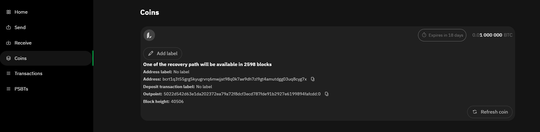 Coins page - less than ten percent remaining